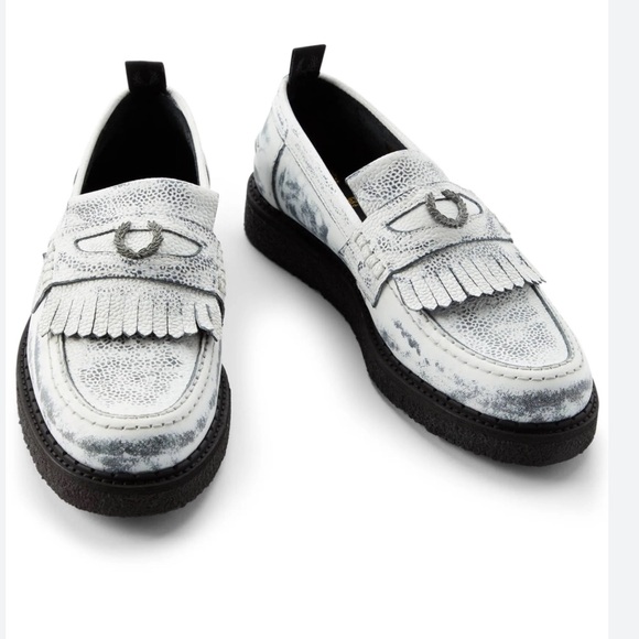 NEW FRED PERRY X GC DISTRESSED LEATHER PENNY LOAFER FRINGE VINTAGE LOOKI… - Picture 1 of 7